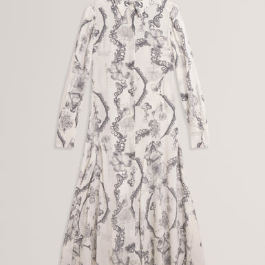 SHANIN: Print Midi Shirt Dress
