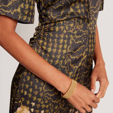 AEVAA: Printed Midi Dress With Waist Gathers