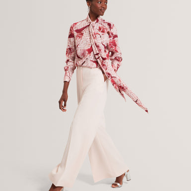 CORENA: Printed Tie Neck Shirt