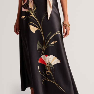 SALIRA: Printed Bias Cut Midi Skirt