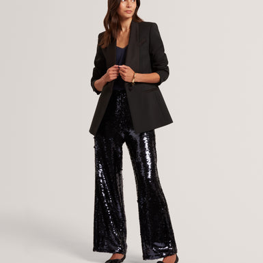 VALEE: Tailored Relaxed Blazer with Satin Lapel