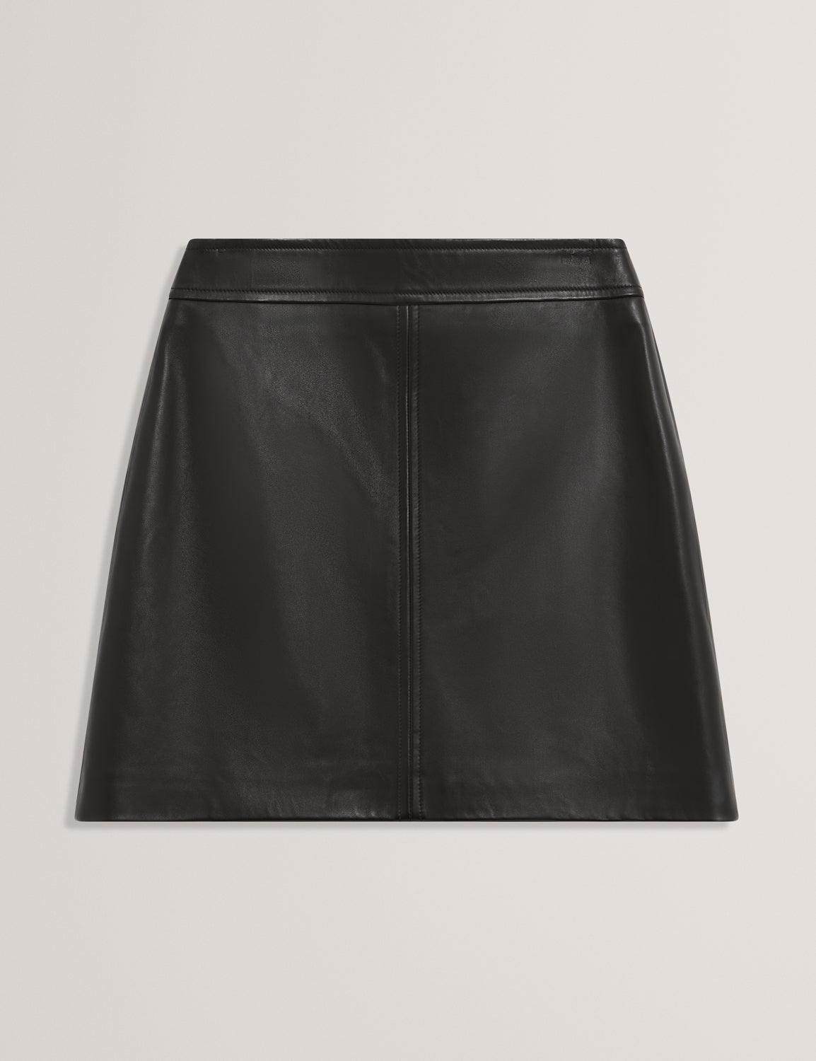 VIKTA: Leather Mini Skirt with Stitch Detail