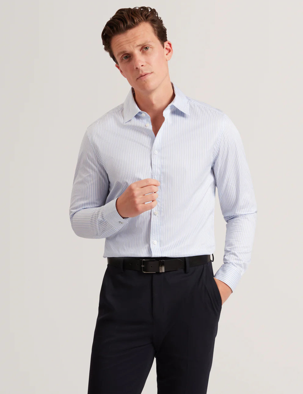 SOHOE: LS Regular Fit Striped Shirt