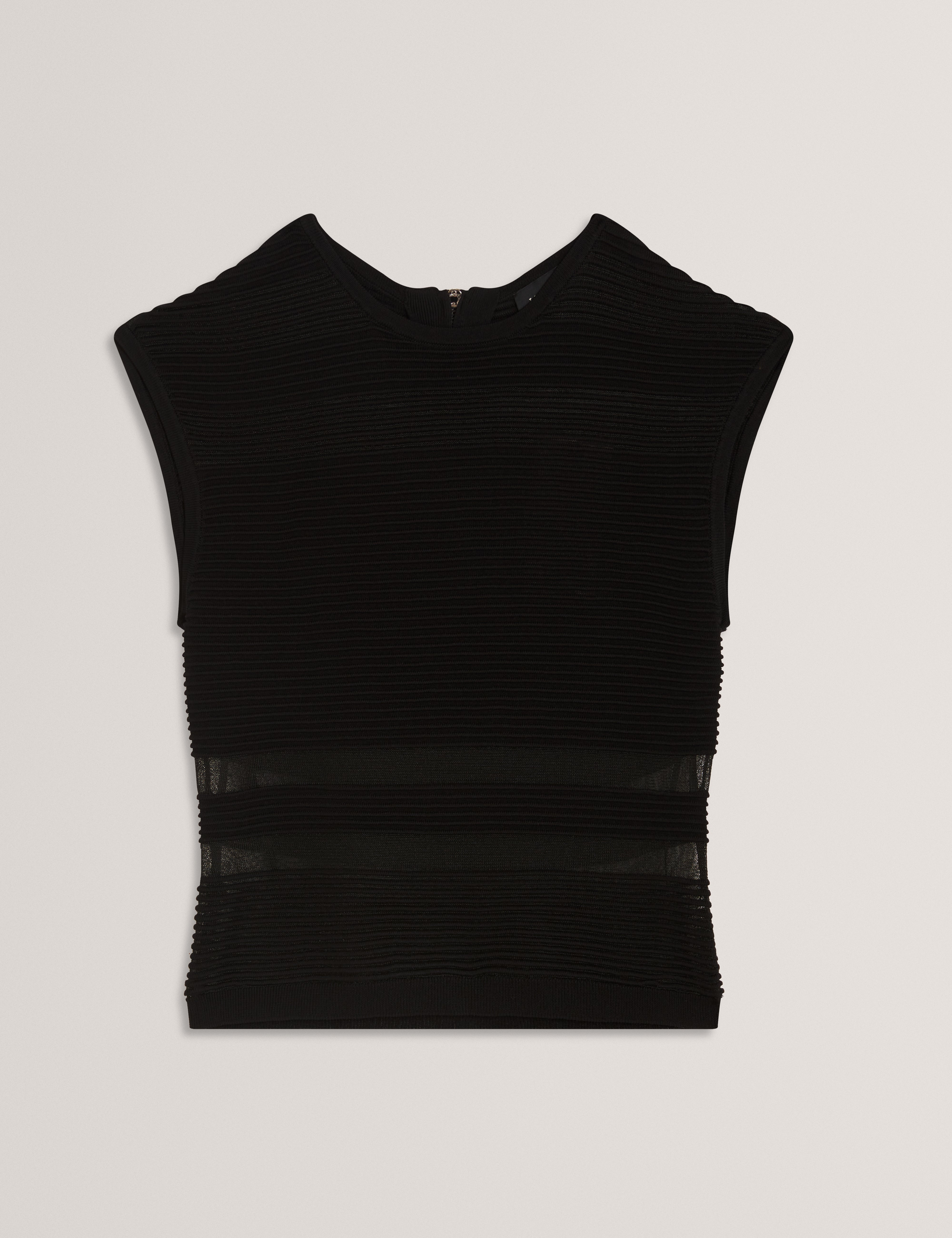 AMBERIA: Fitted Knit Top With Invisible Yarn Pane