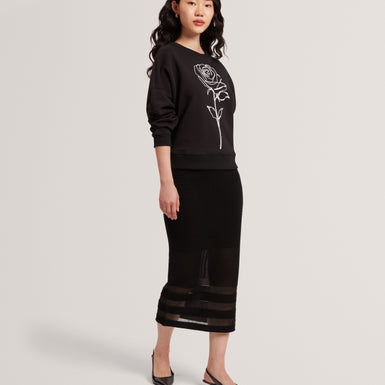 CAIRIE: Knit Pencil Skirt With Invisible Yarn Pane