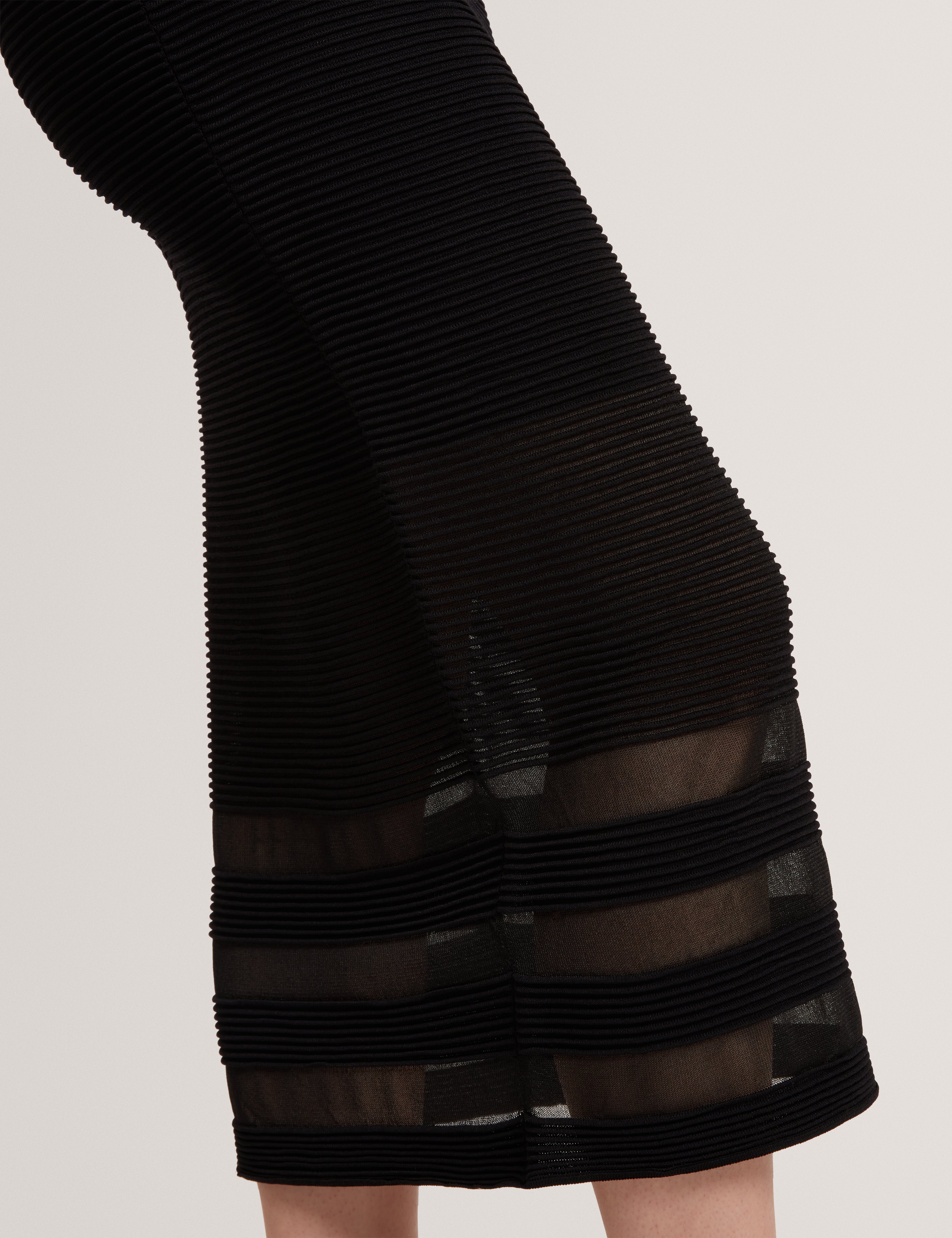 CAIRIE: Knit Pencil Skirt With Invisible Yarn Pane