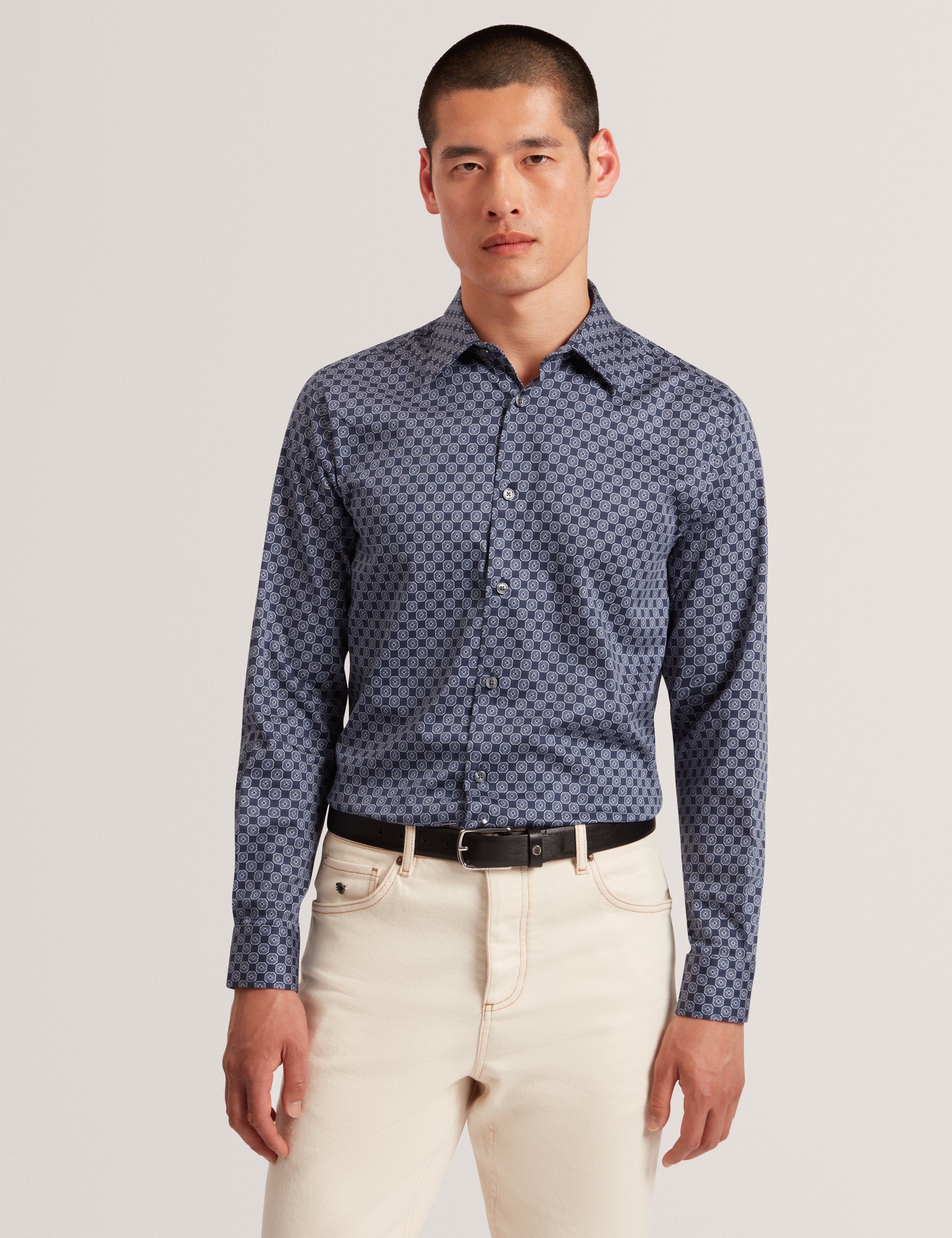 SEF: LS Slim Fit Circle Geo Print Shirt