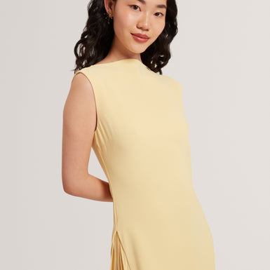 DAHRCY: Sleeveless Midi Dress With Pleat Detail