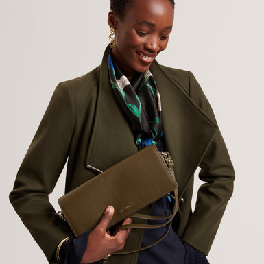 TWYYLA: Leather Elongated Shoulder Bag