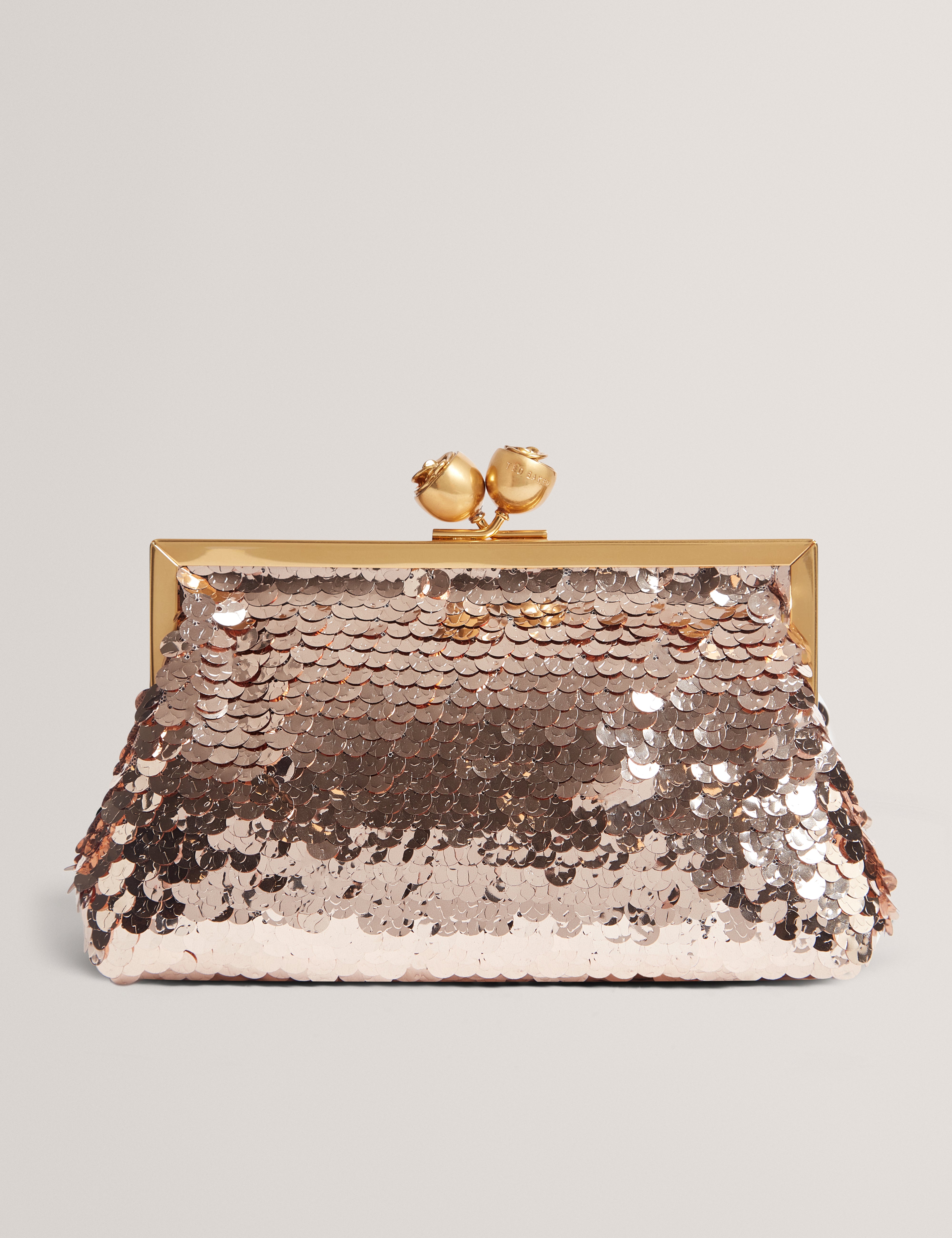 SEQUINZ: Rose Detail Sequin Clutch Bag