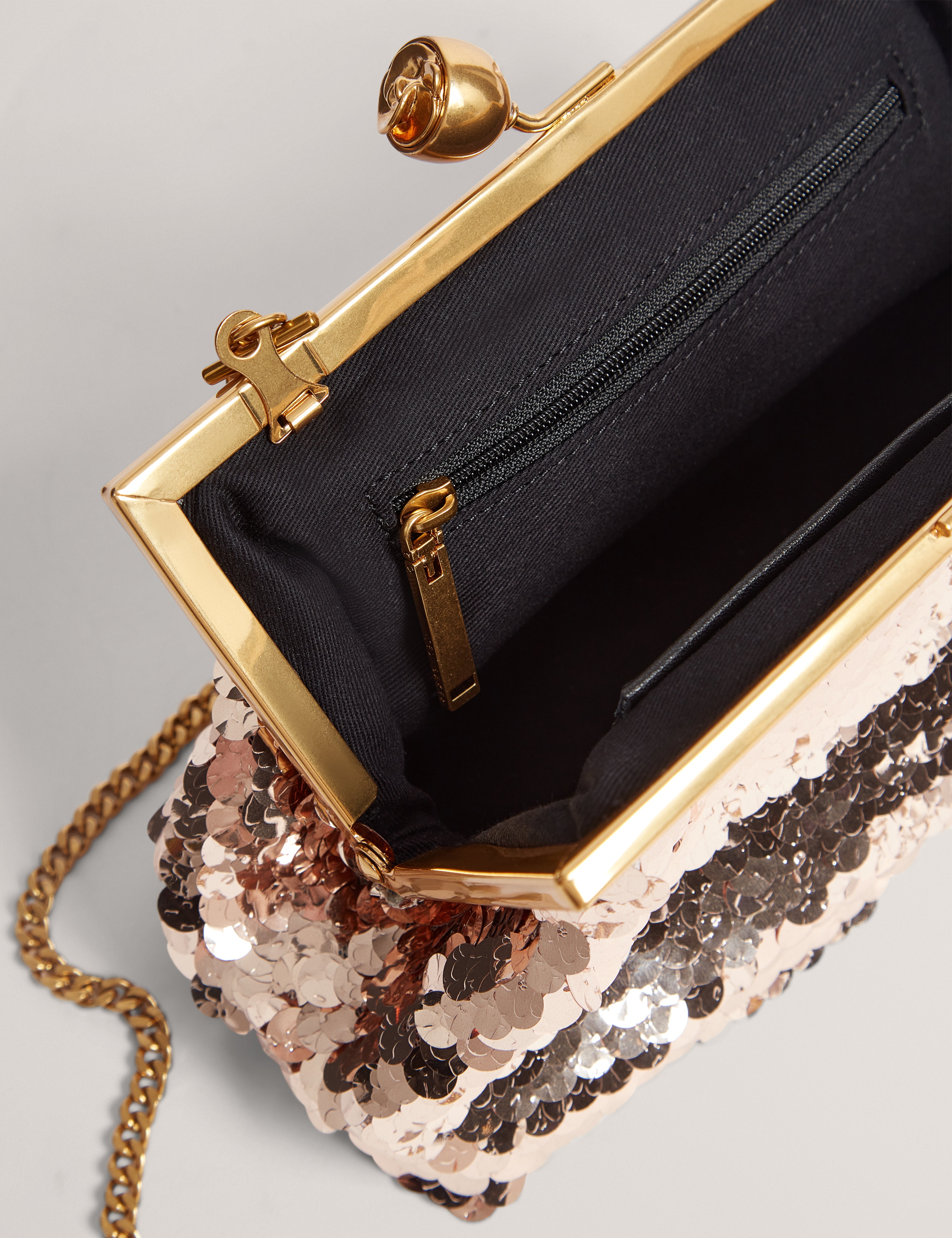 SEQUINZ: Rose Detail Sequin Clutch Bag