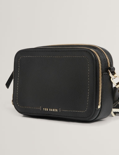 LINZIE: Webbing Leather Small Crossbody Camera Bag