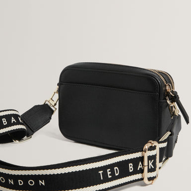 LINZIE: Webbing Leather Small Crossbody Camera Bag