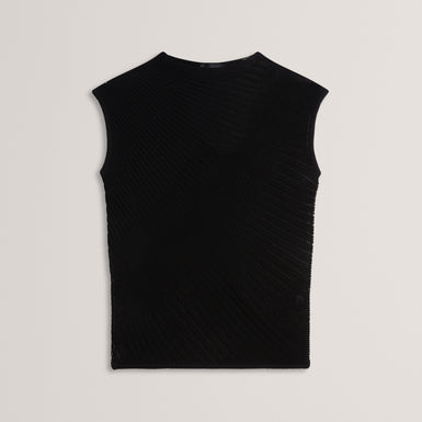 Women's LAYYNII-Invisible Yarn Knit Top Black