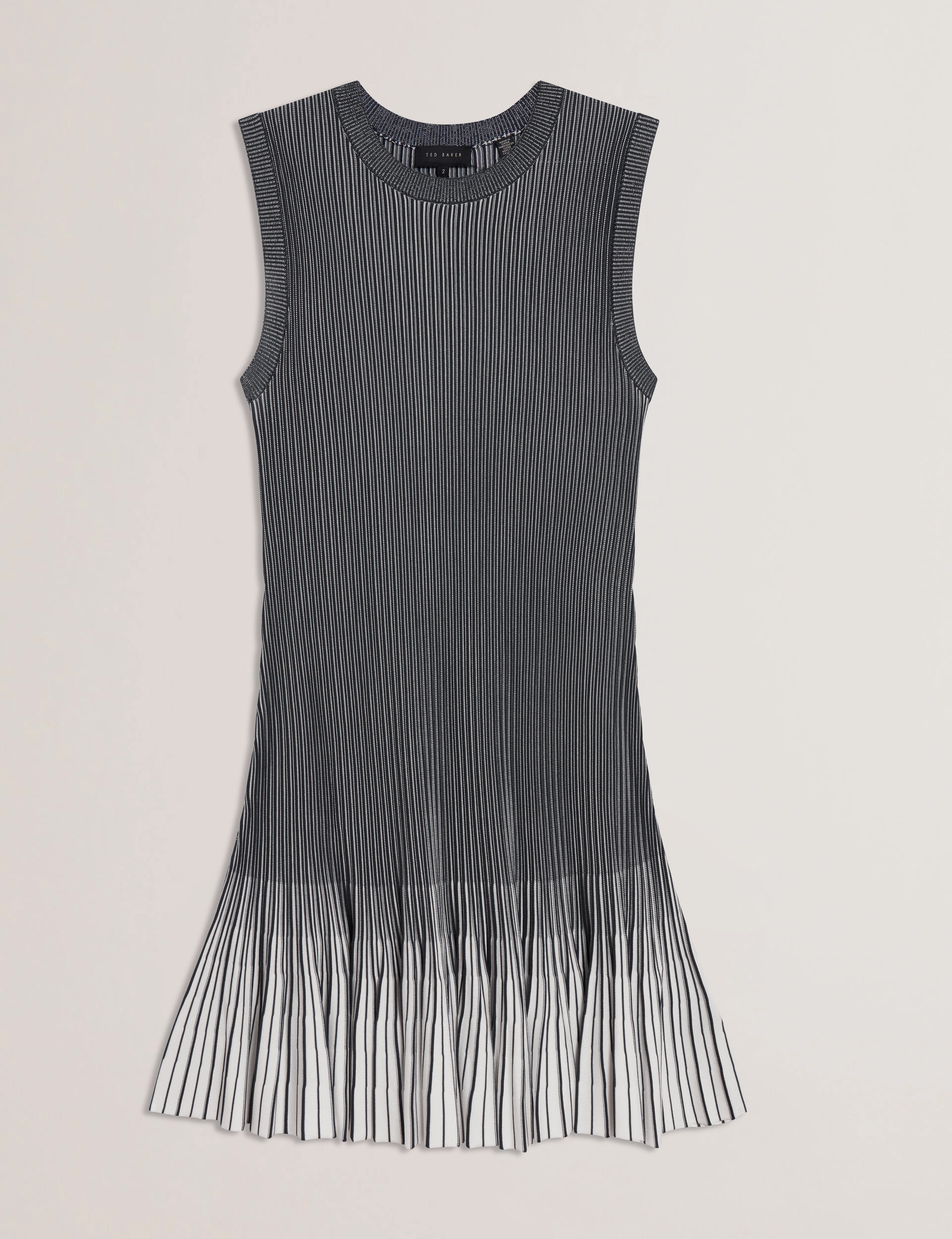 Women's LILYO-Textured Stripe Flippy Skirt Mini Dress Navy