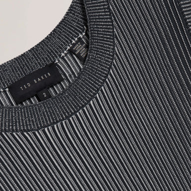 Women's LILYO-Textured Stripe Flippy Skirt Mini Dress Navy