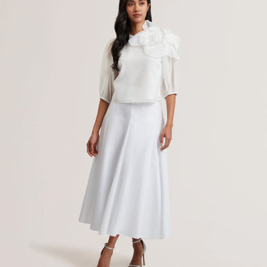 Women's ZANZAH-Cotton Poplin Midi Skirt