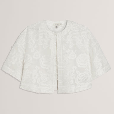 Women's FAELA-Collarless Boxy Fit Cropped Shirt White