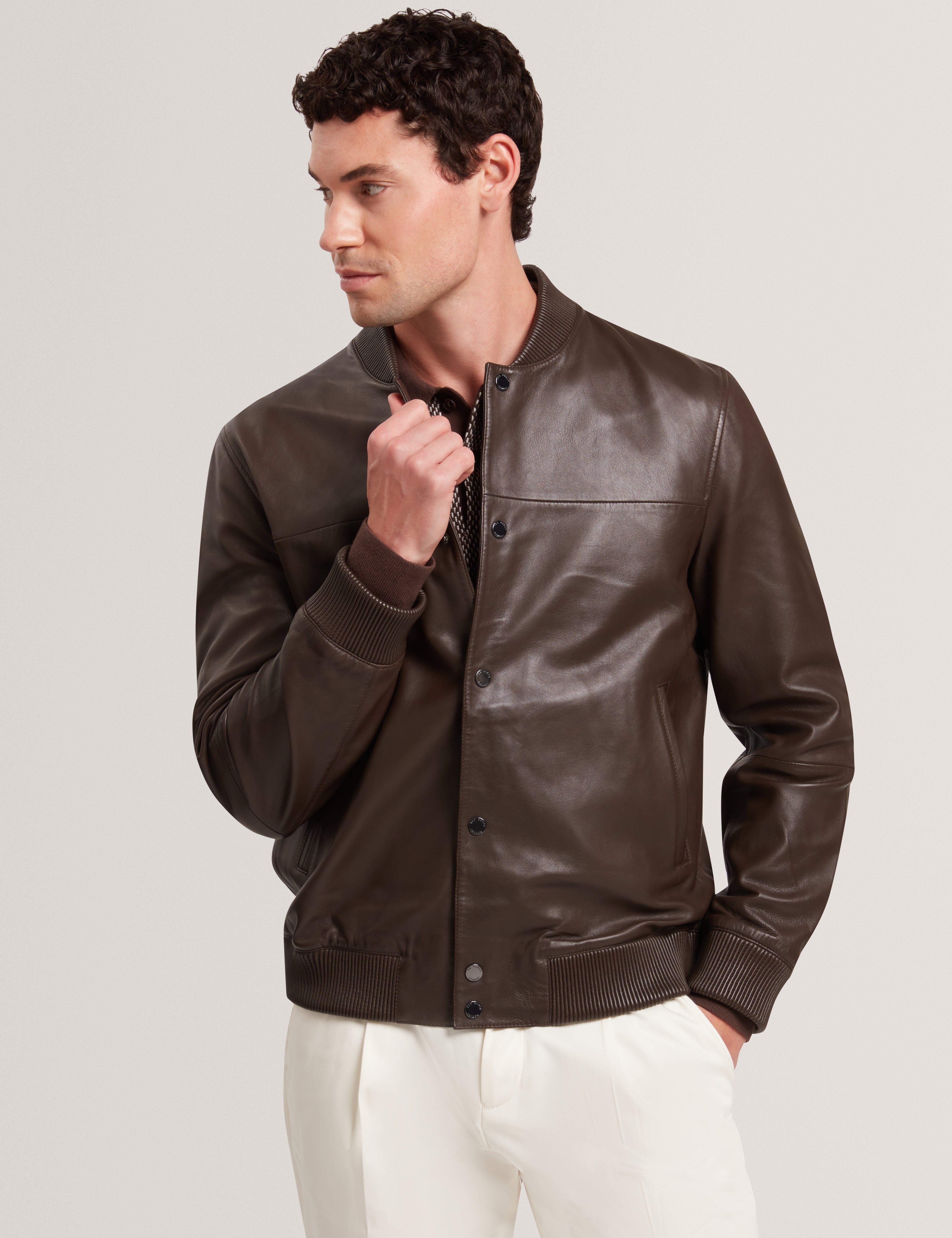 LEEAMS: Premium Leather Bomber Jacket