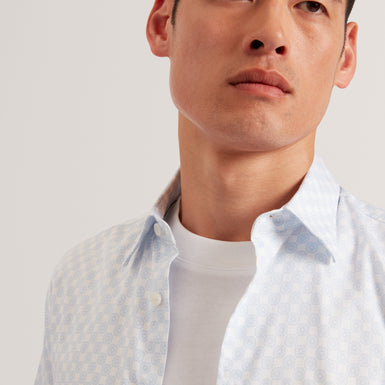 SEFSHO: SS Slim Fit Circle Geo Print Shirt