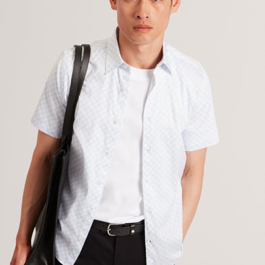 SEFSHO: SS Slim Fit Circle Geo Print Shirt