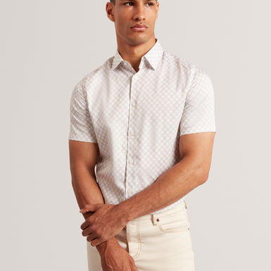 SEFSHO: SS Slim Fit Circle Geo Print Shirt