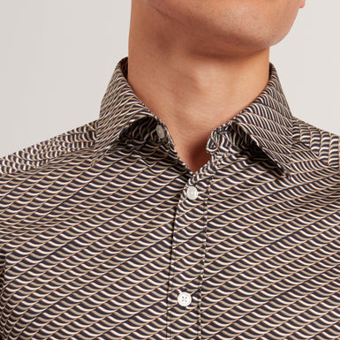 AGNAR: LS Regular Fit Wave Geo Print Shirt