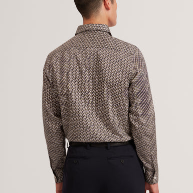 AGNAR: LS Regular Fit Wave Geo Print Shirt
