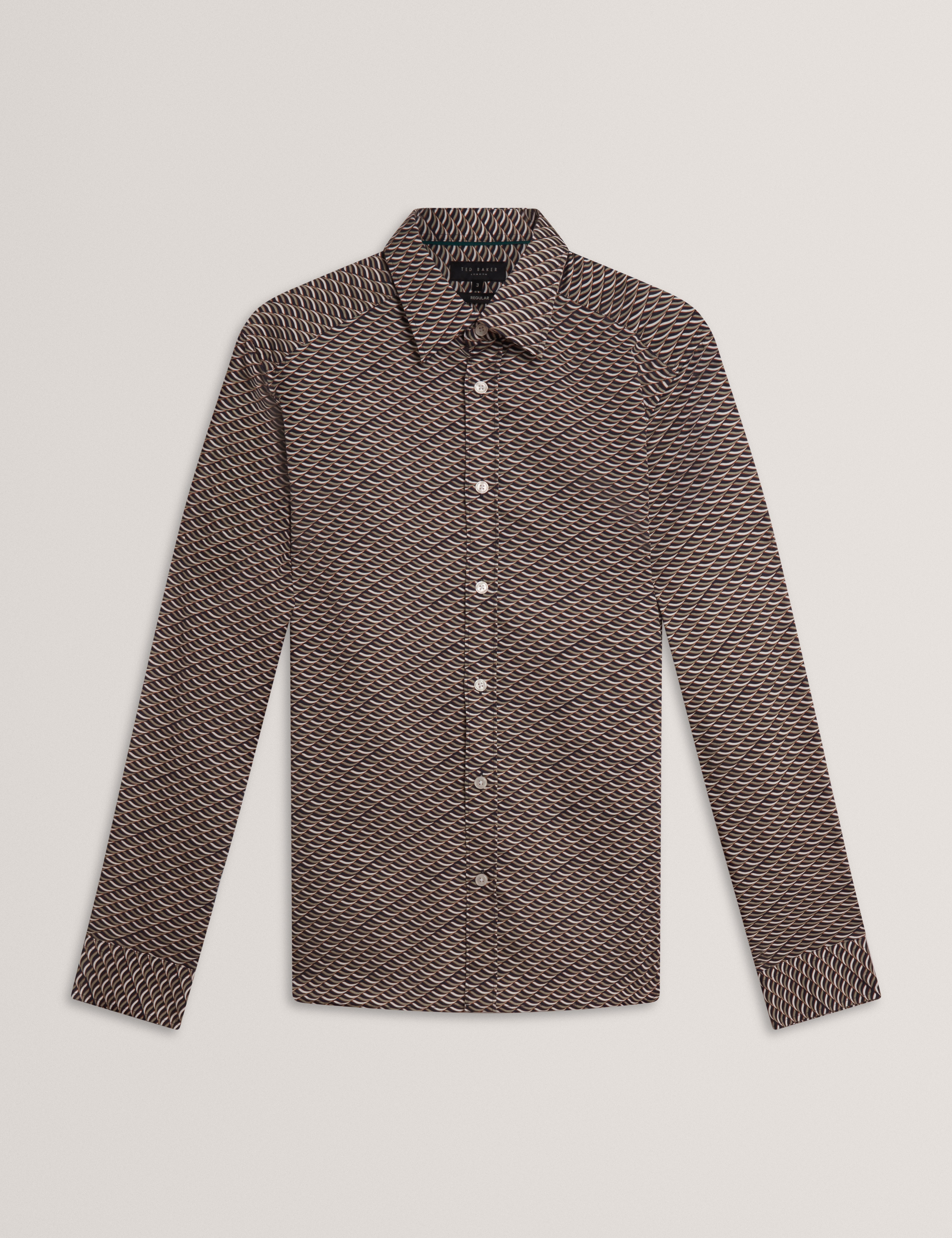 AGNAR: LS Regular Fit Wave Geo Print Shirt