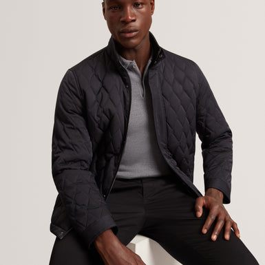 HOLLBEC: Regular Fit Diamond Quilted Coat