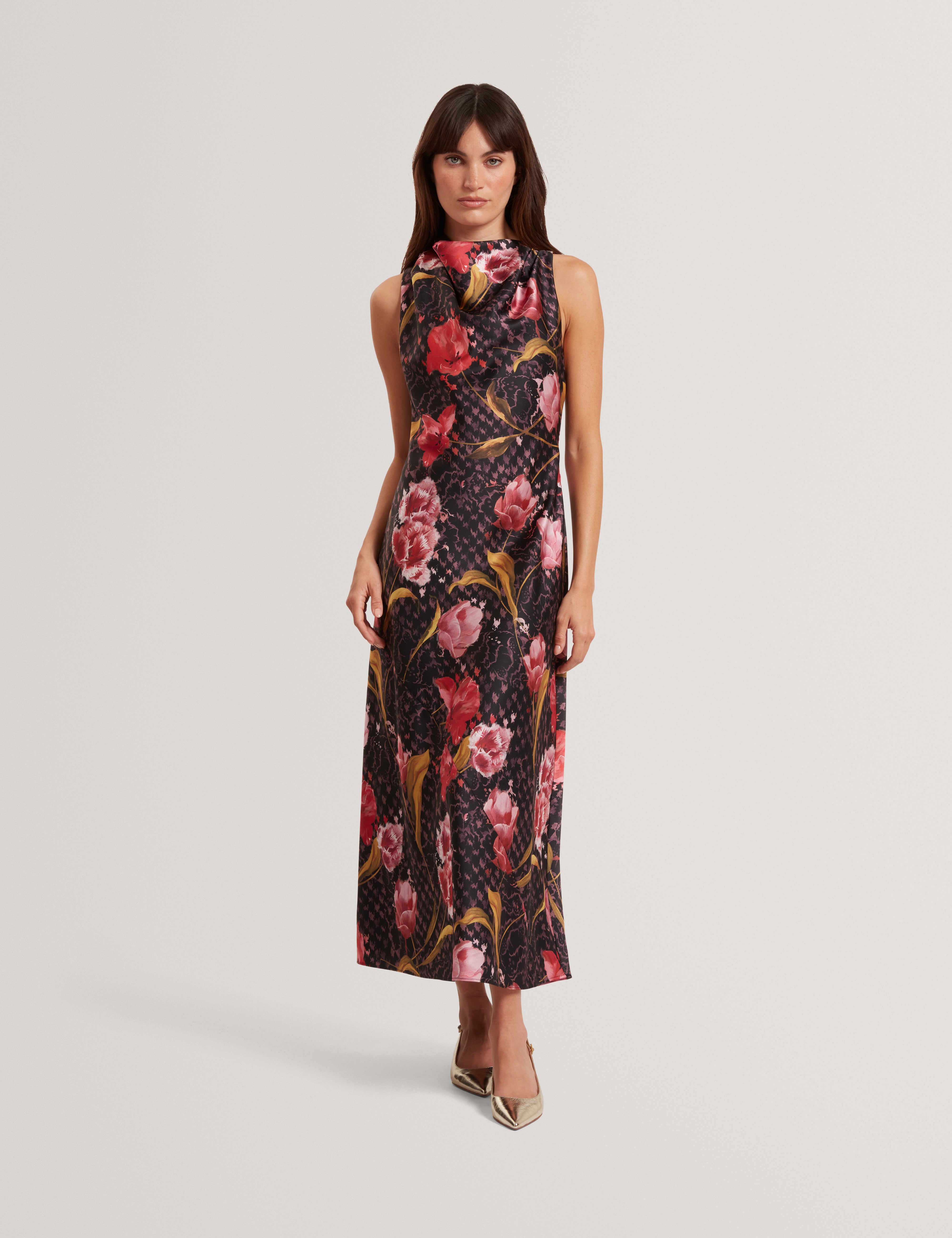 TWILLI: Printed Halter Neck Midi Dress
