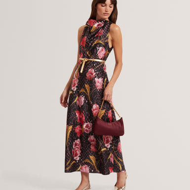 TWILLI: Printed Halter Neck Midi Dress