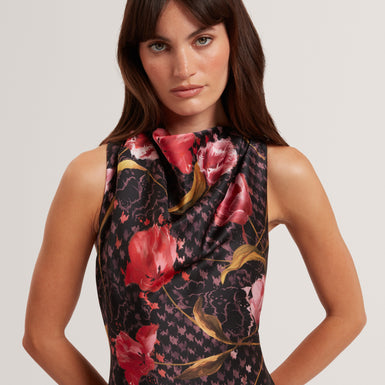 TWILLI: Printed Halter Neck Midi Dress