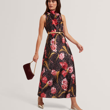 TWILLI: Printed Halter Neck Midi Dress