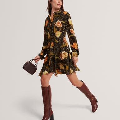INDIVIA: Printed Mini Shirt Dress
