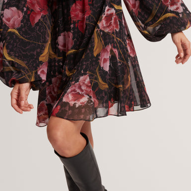 ENDRINA: Long Sleeve Printed Midi Dress