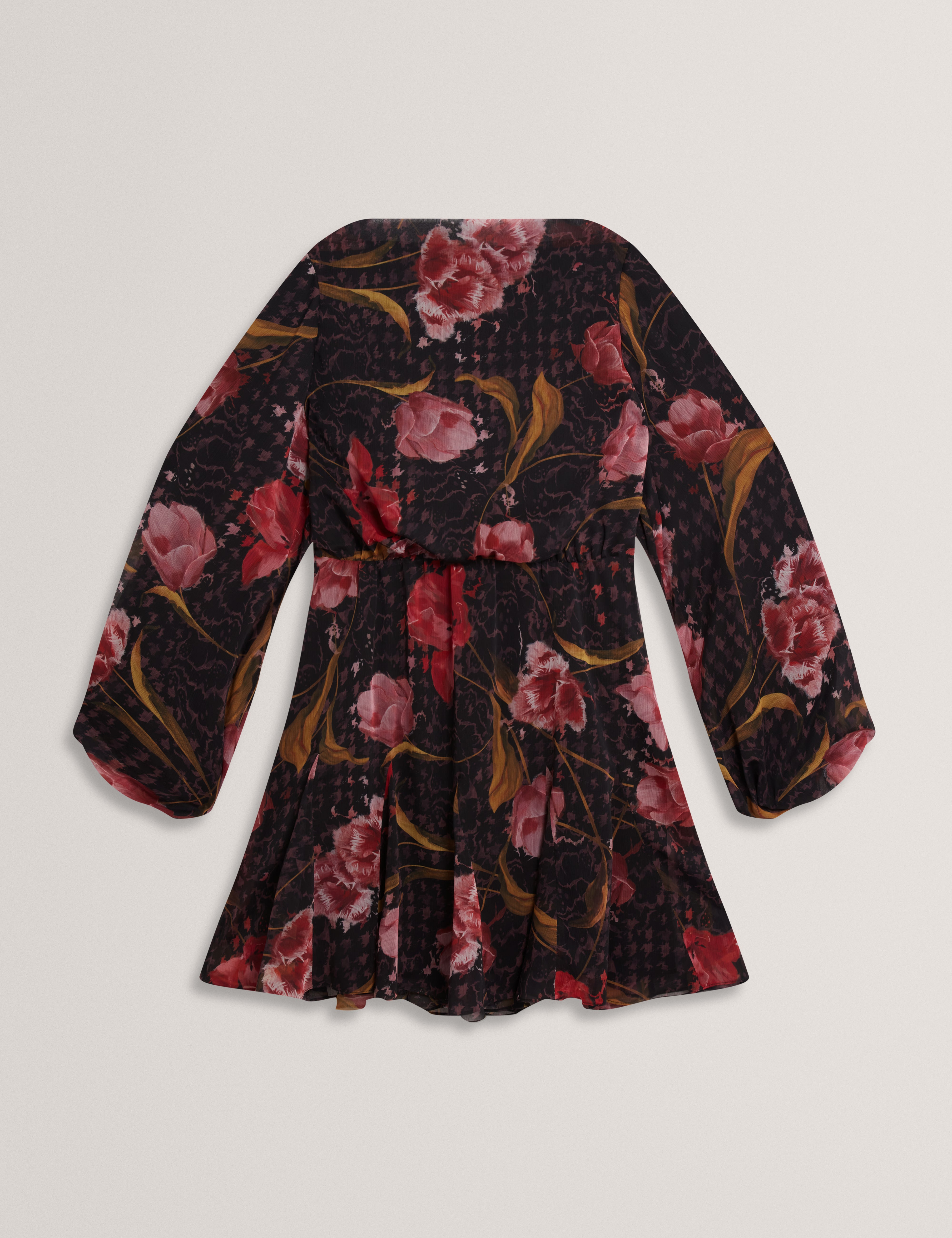 ENDRINA: Long Sleeve Printed Midi Dress