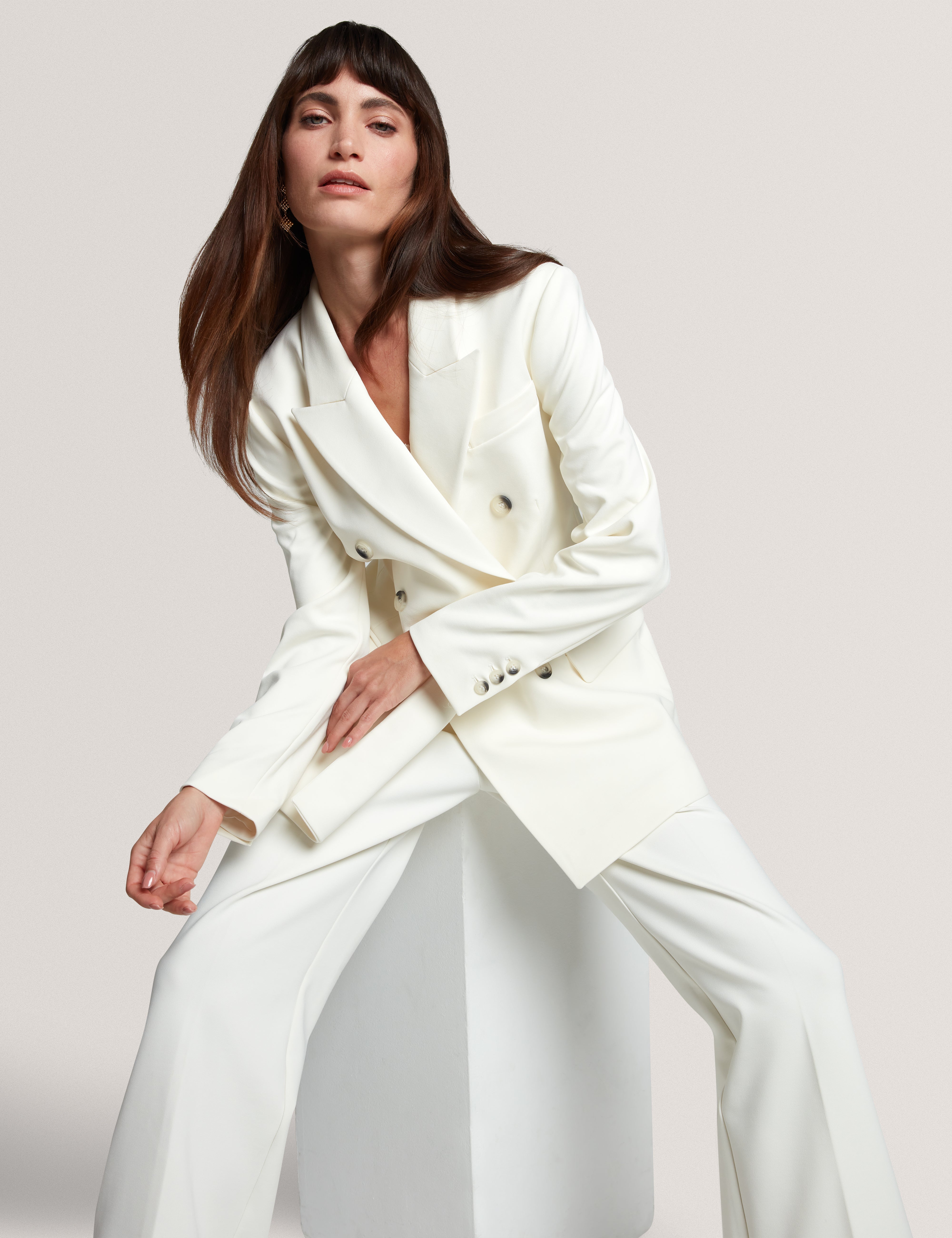 PAWLYN: Tailored Ponte Double Breasted Blazer