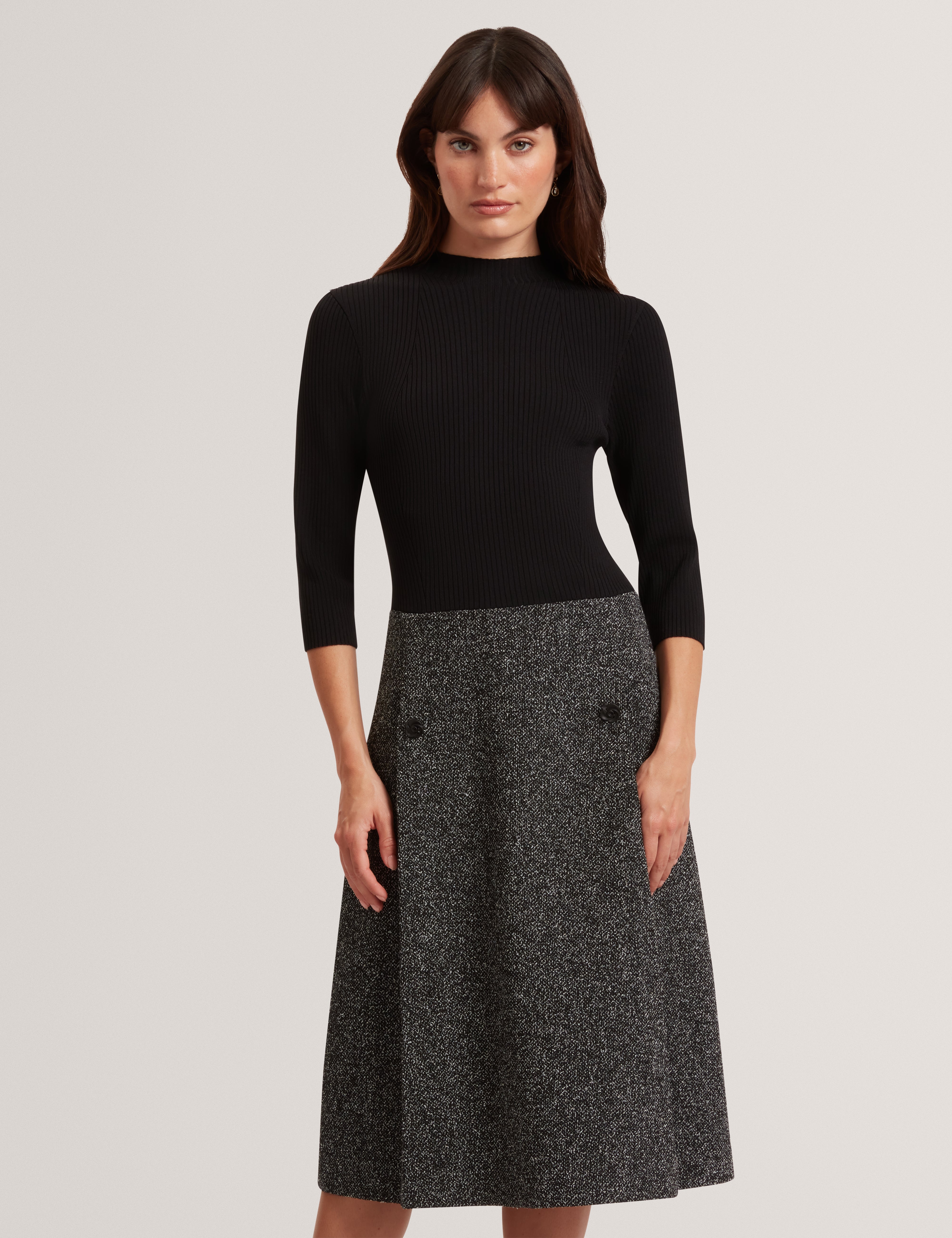 EKAAD: Tailored Boucle Dress with Knitted Top