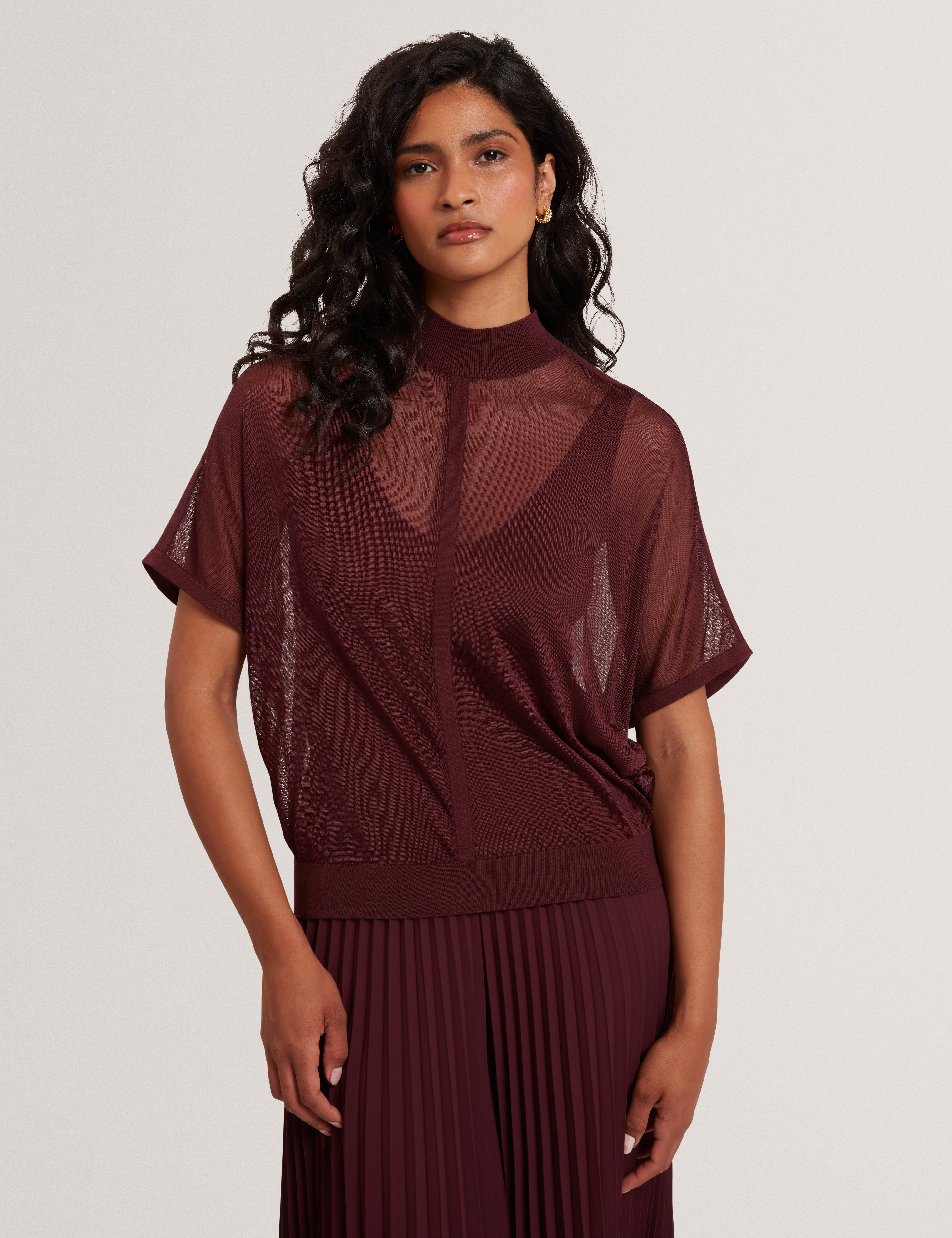 IBISSA: Knitted Top with Sheer Detailing