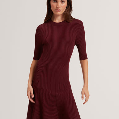 MAHRAA: Short Sleeve Knitted Mini Dress