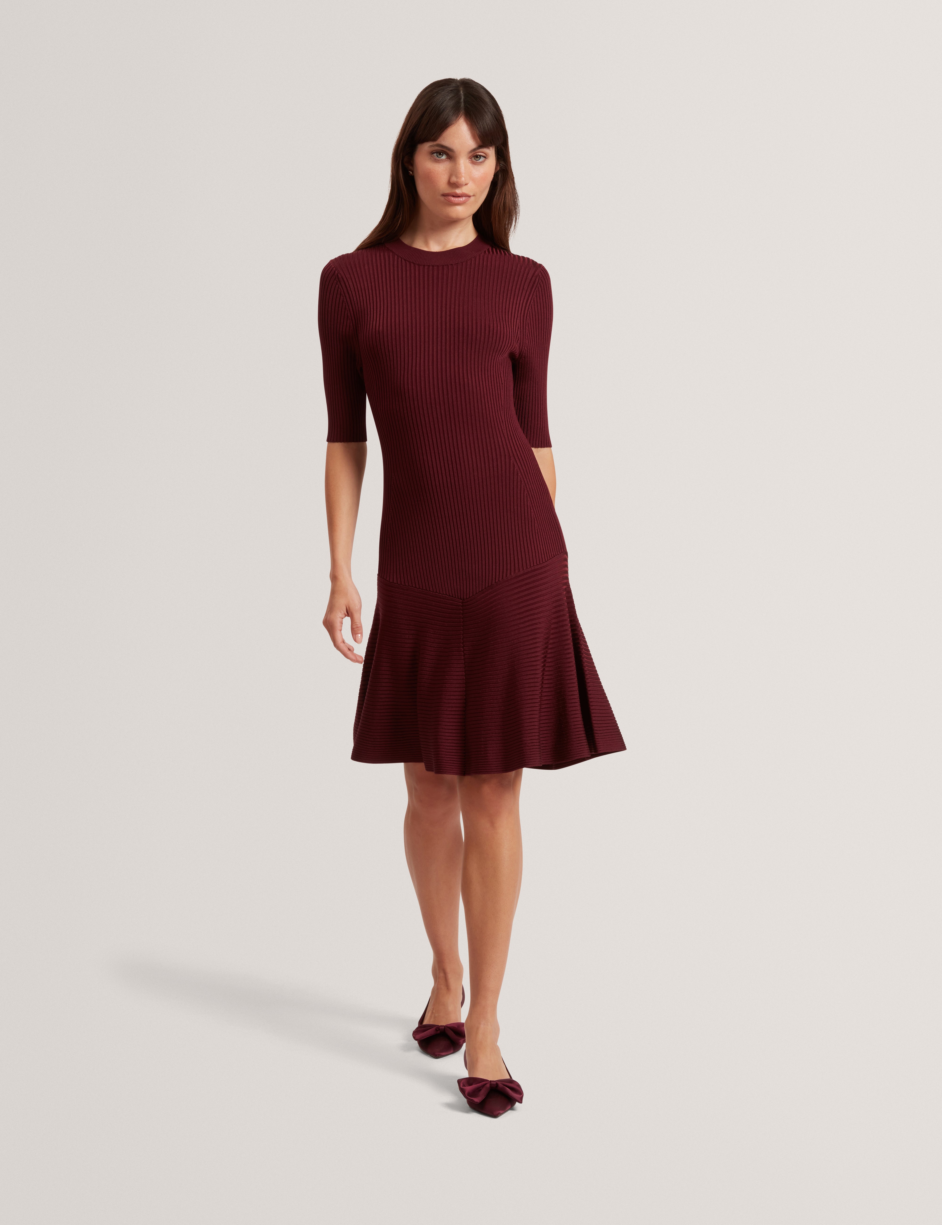 MAHRAA: Short Sleeve Knitted Mini Dress