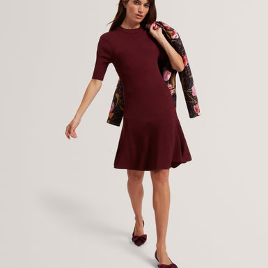 MAHRAA: Short Sleeve Knitted Mini Dress