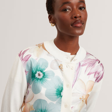 VARRLA: Printed Woven Front Cardigan