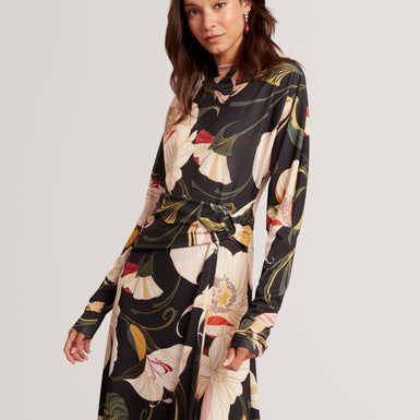 LAWRIA: Print Wrap Midi Dress