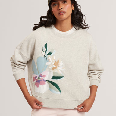 BROOKLA: Printed Embroidered Sweatshirt