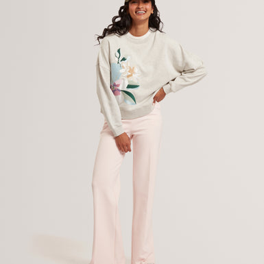 BROOKLA: Printed Embroidered Sweatshirt