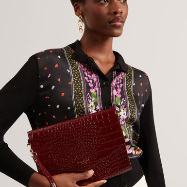 WESSLIE: Croc Effect Icon Envelope Pouch