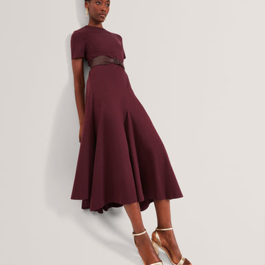 FUUSIA: Jersey Panelled Short Sleeve Midi Dress