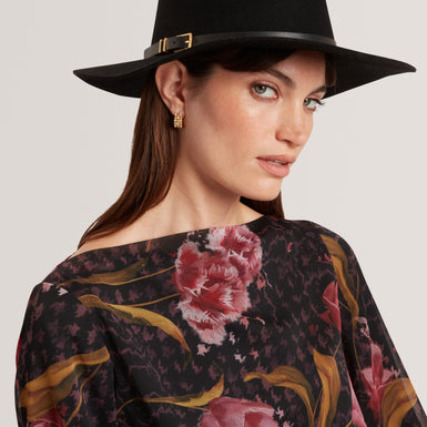 JILLLI: Buckle Detail Wool Blend Felt Hat